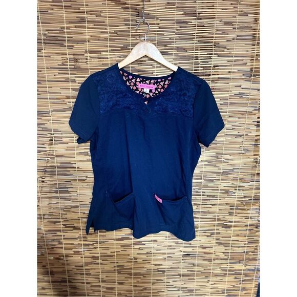 Betsey Johnson Scrub Top Medium (M) Navy Blue - Picture 1 of 5